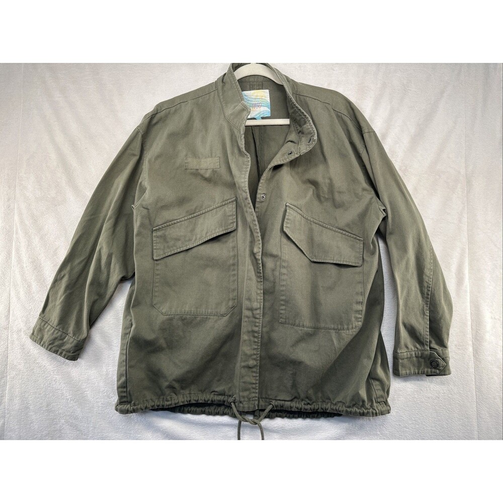 Military Style Utility Jacket Womens Size XL Cali 1850 Olive Green Minimalist